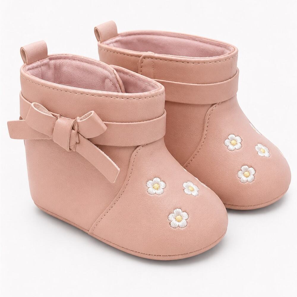 Lucky Brand Baby Girls Pink Daisy Crib Shoes Size 4 (9-12 Months)